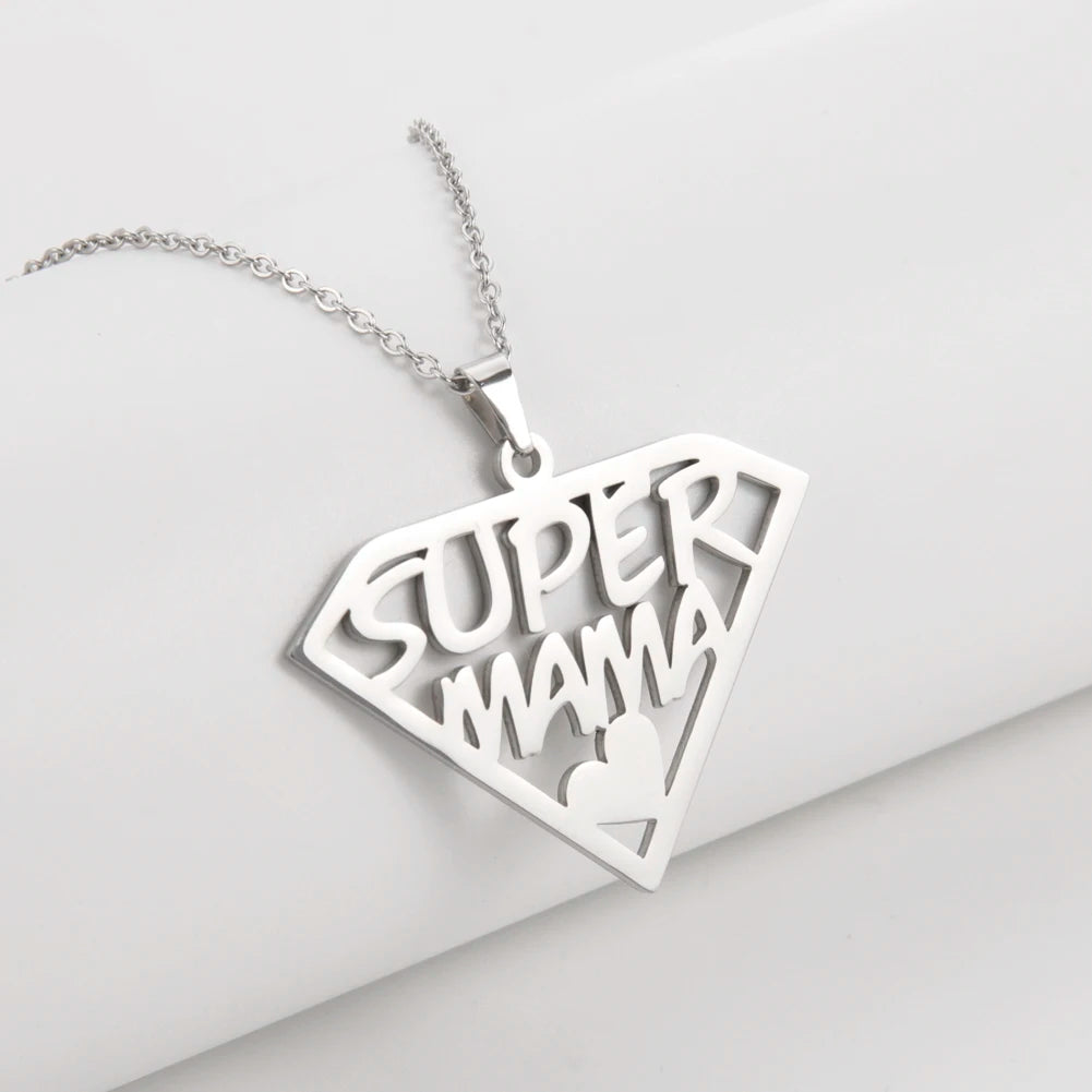 Cazador'S, "Super Papa/Mama", Stainless Steel Pendant Necklace for Men & Woman