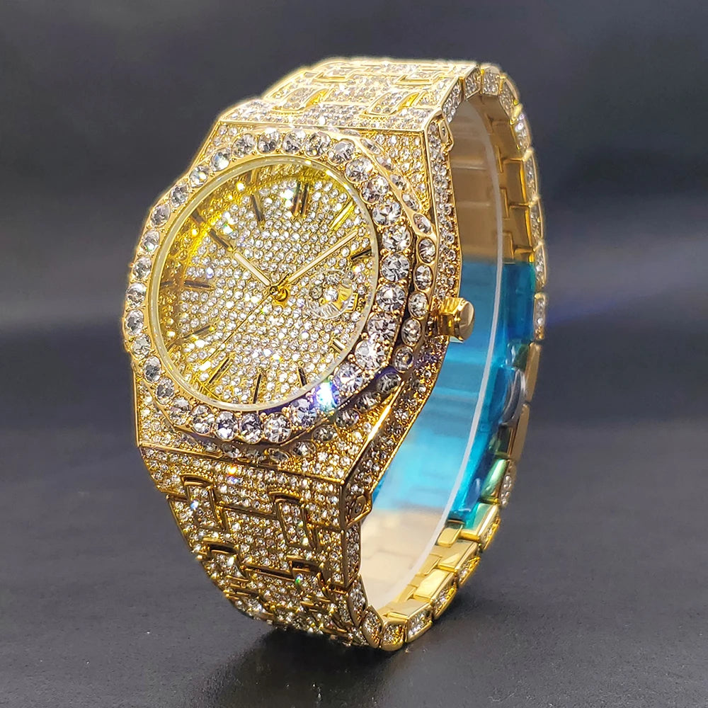 Octagonal Case Luxury Cubic Zirconia Men's Watch, By UNIGUET