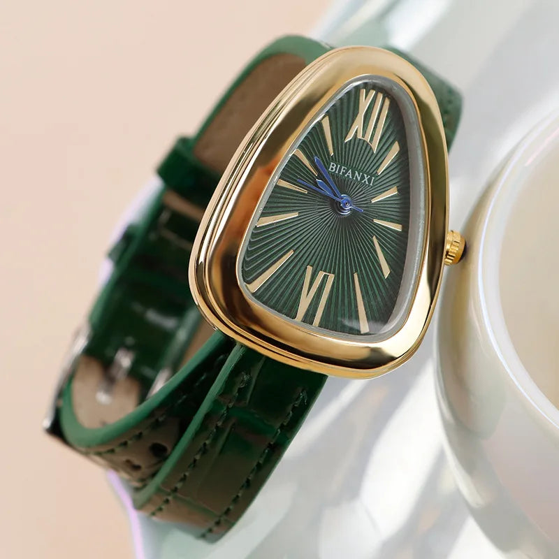 New!!! Top Fashion, Designer, Quartz Snake Shape Leather Strap Watch