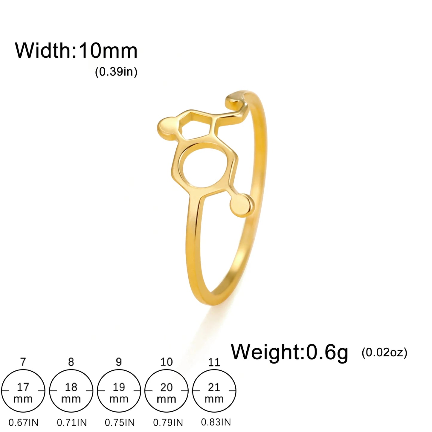 Attractive, Stainless Steel Chemical Molecule Ring, by Skyrim
