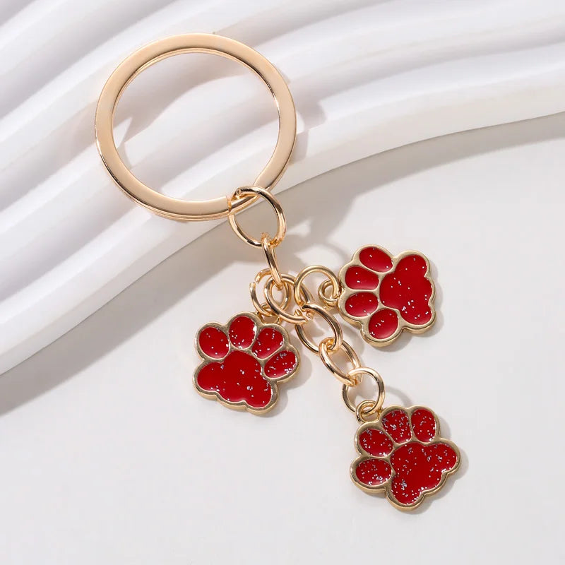 Cute, Enamel Dog Paw Footprints Keychain, Great Gift For Dog Lovers