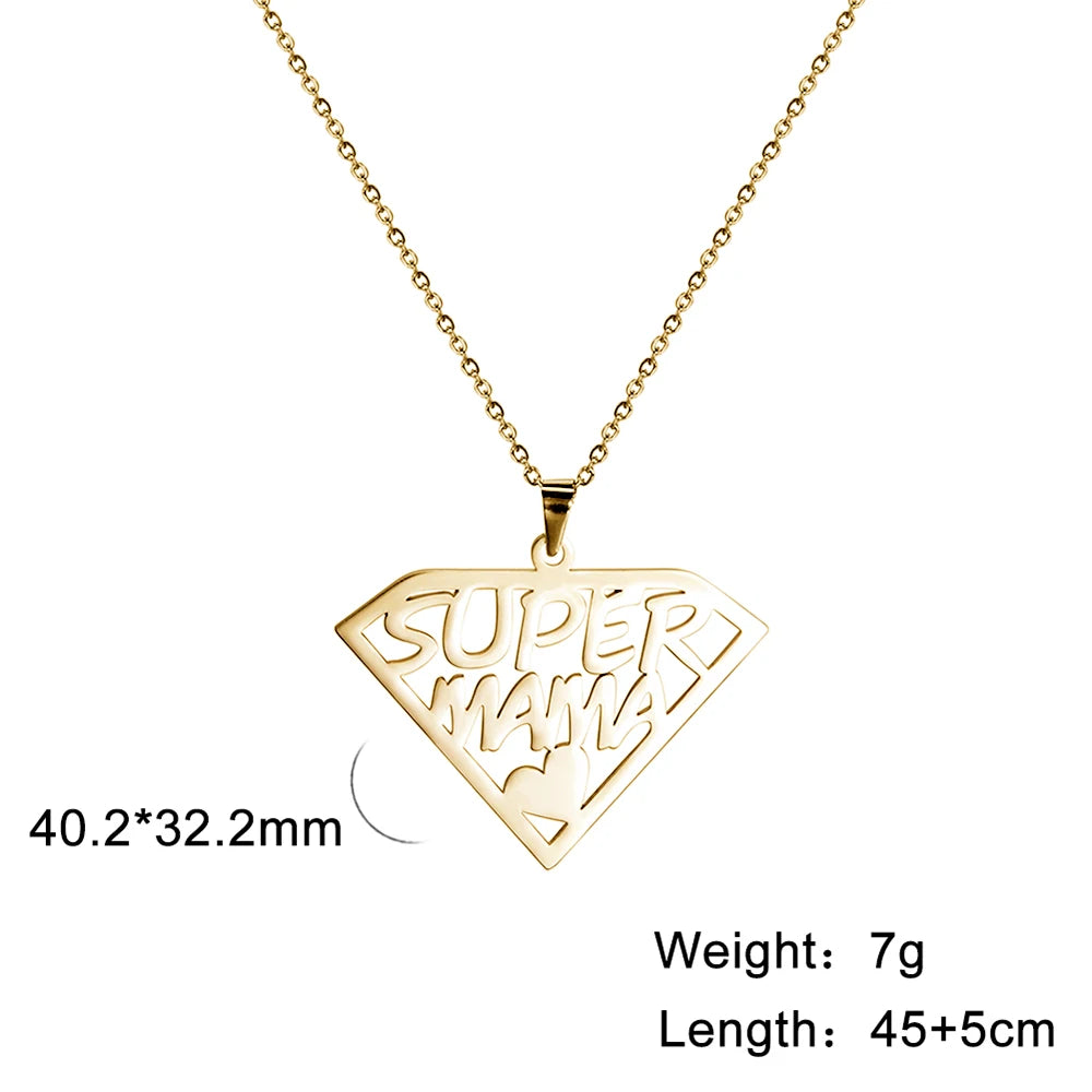 Cazador'S, "Super Papa/Mama", Stainless Steel Pendant Necklace for Men & Woman