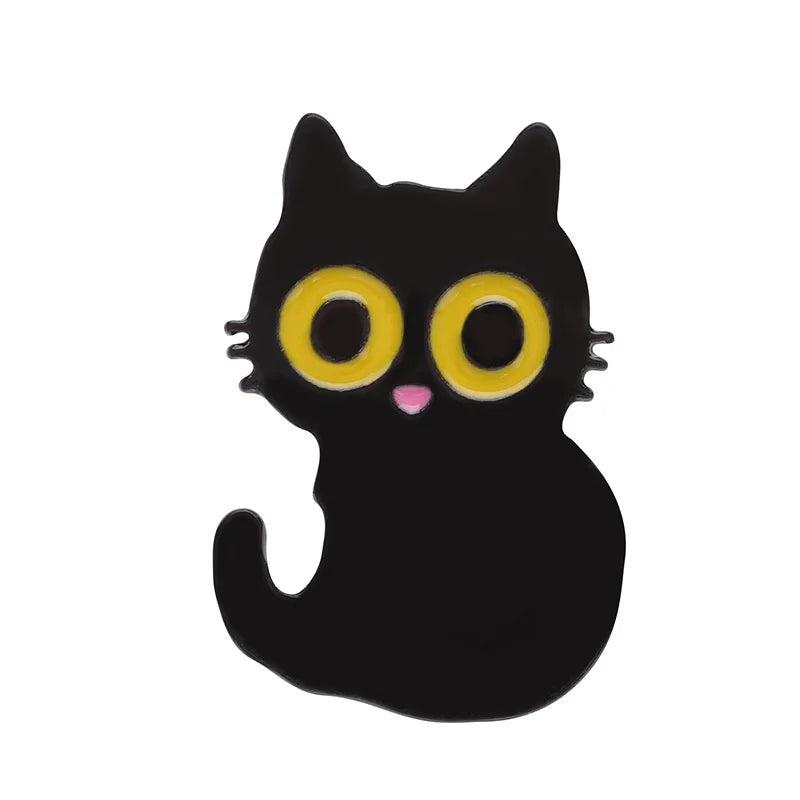 Cute Tiny Black Cat Enamel Pin Brooch