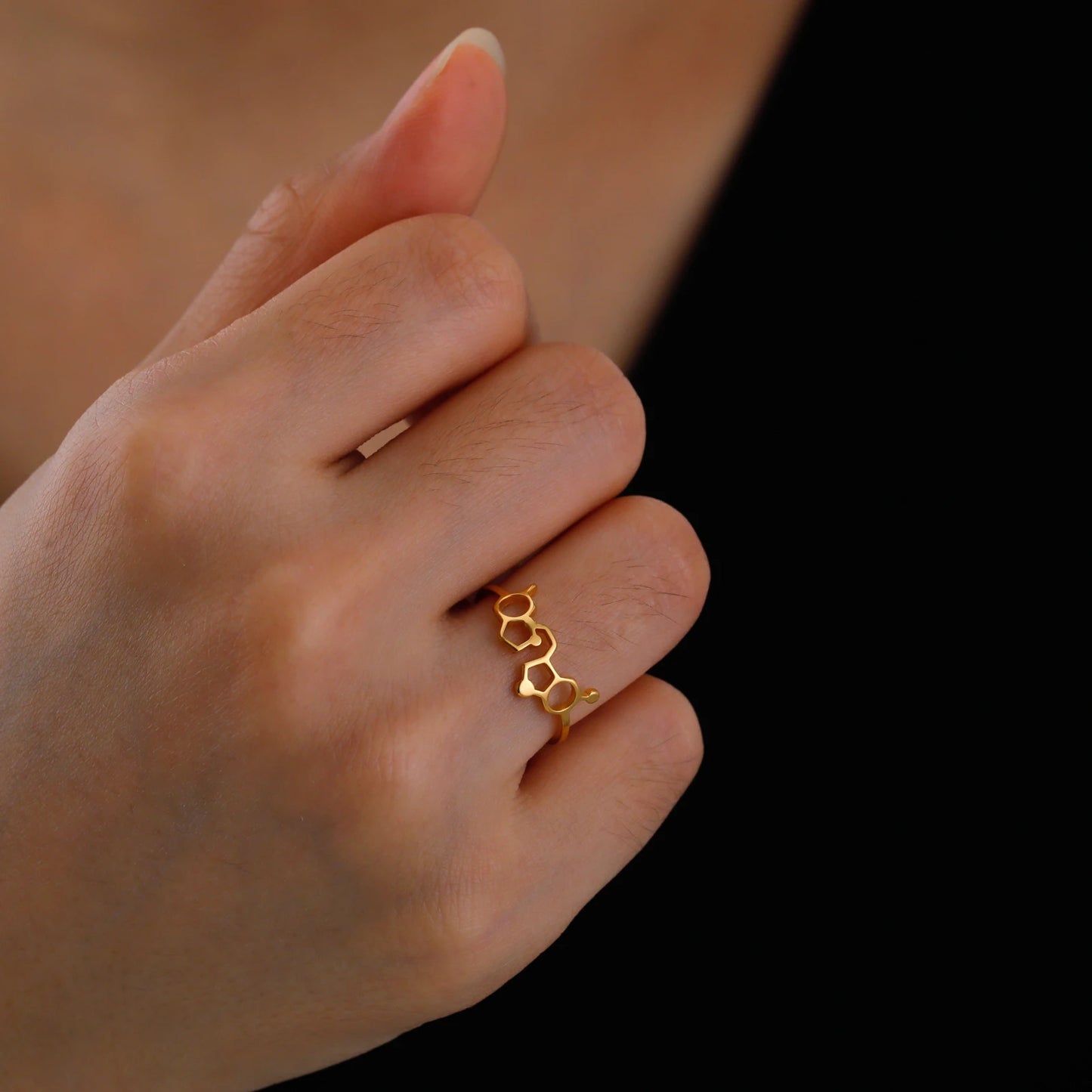 Attractive, Stainless Steel Chemical Molecule Ring, by Skyrim