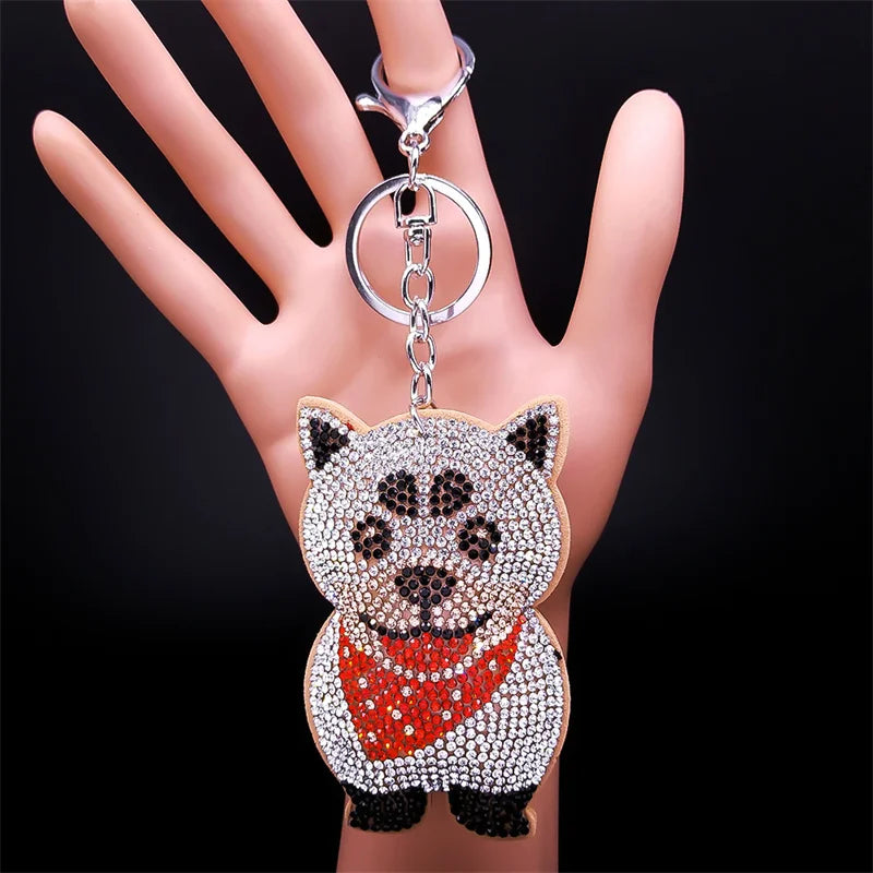 High Fashion, Chihuahua Dog Crystal Keychain Bag, by, Mujer
