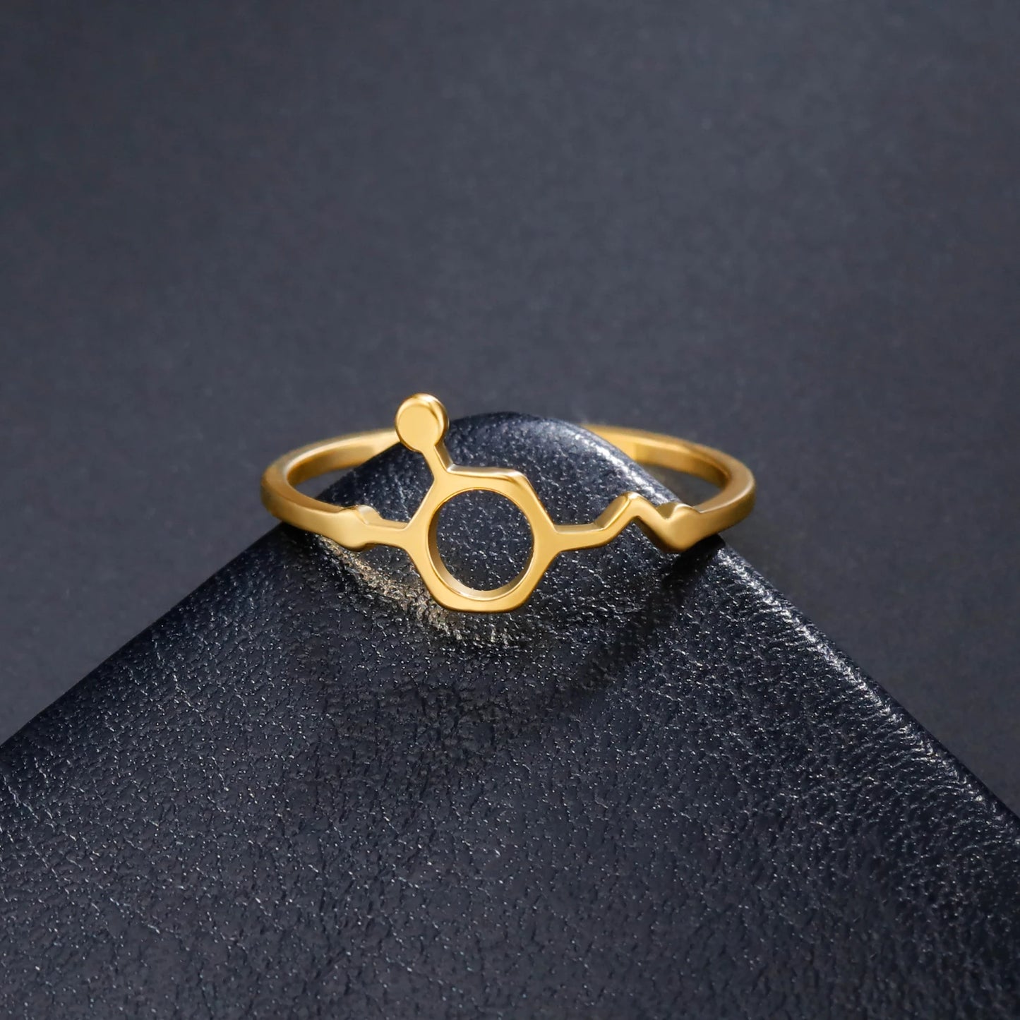 Attractive, Stainless Steel Chemical Molecule Ring, by Skyrim