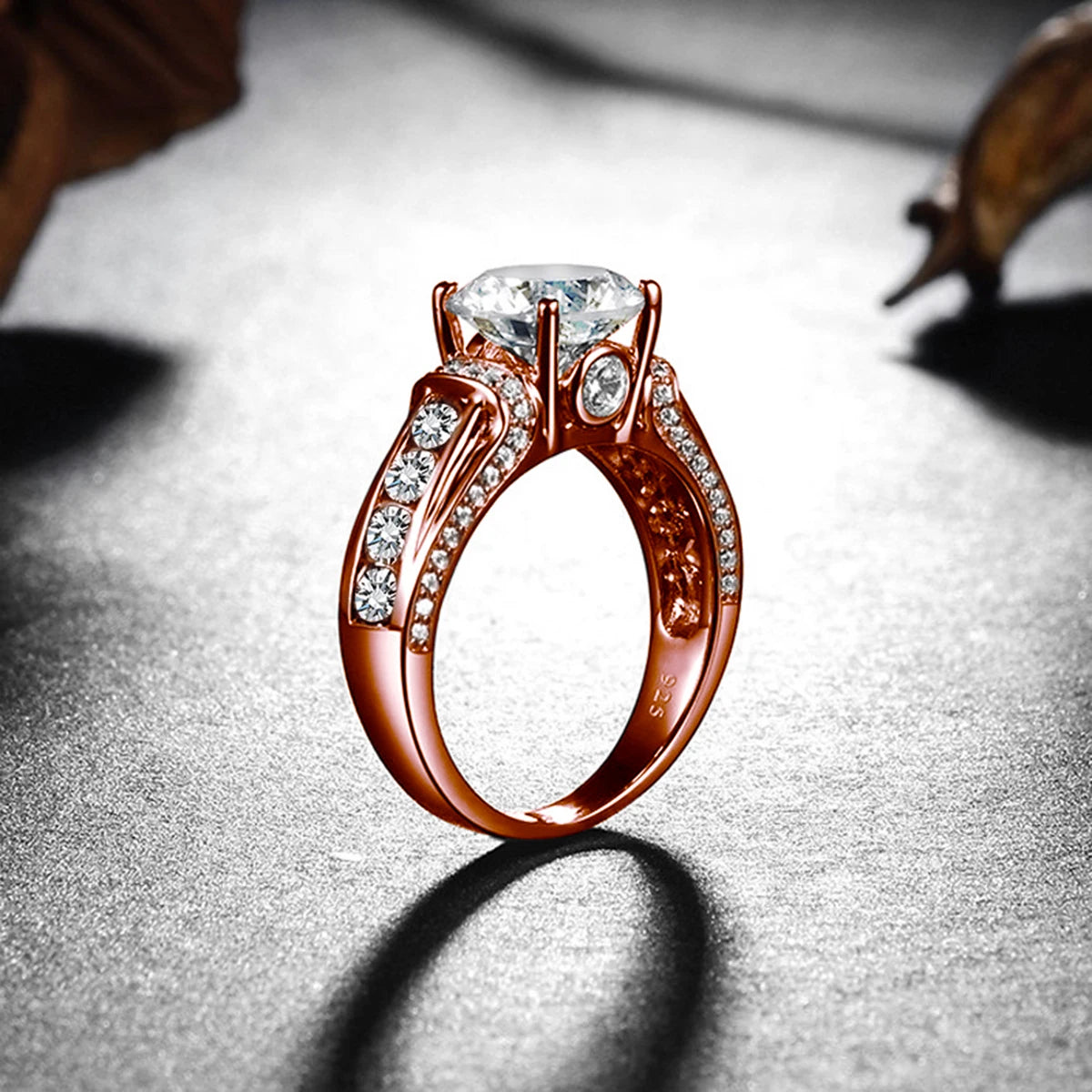 Genuine, S925 Sterling Silver Moissanite Ring, 2ct Rose Gold Plated. A Perfect Gift For Precious People. Certificate Of Authenticity Included.