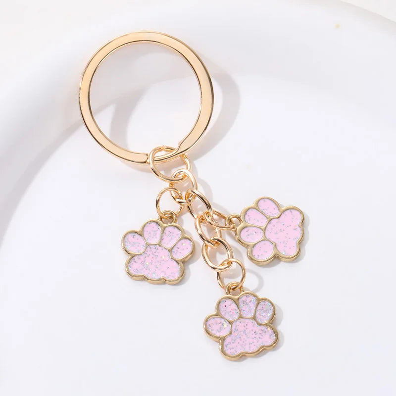 Cute, Enamel Dog Paw Footprints Keychain, Great Gift For Dog Lovers