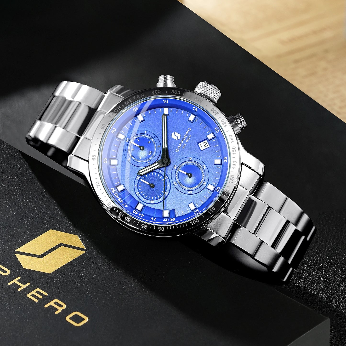 SAPPHERO, Luxury Brands, Gold Plated Stainless Steel, Men’s, Elegant, Waterproof, Quartz Watch…Perfect For That First Date