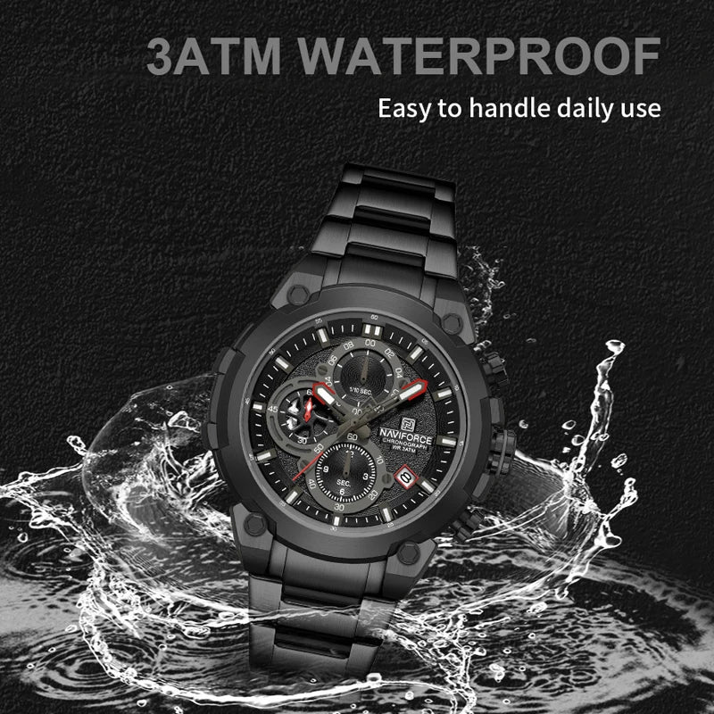 Fashion, Sports, Chronograph, Waterproof, Calendar Display, Military Quartz Male Watch, By NAVIFORCE
