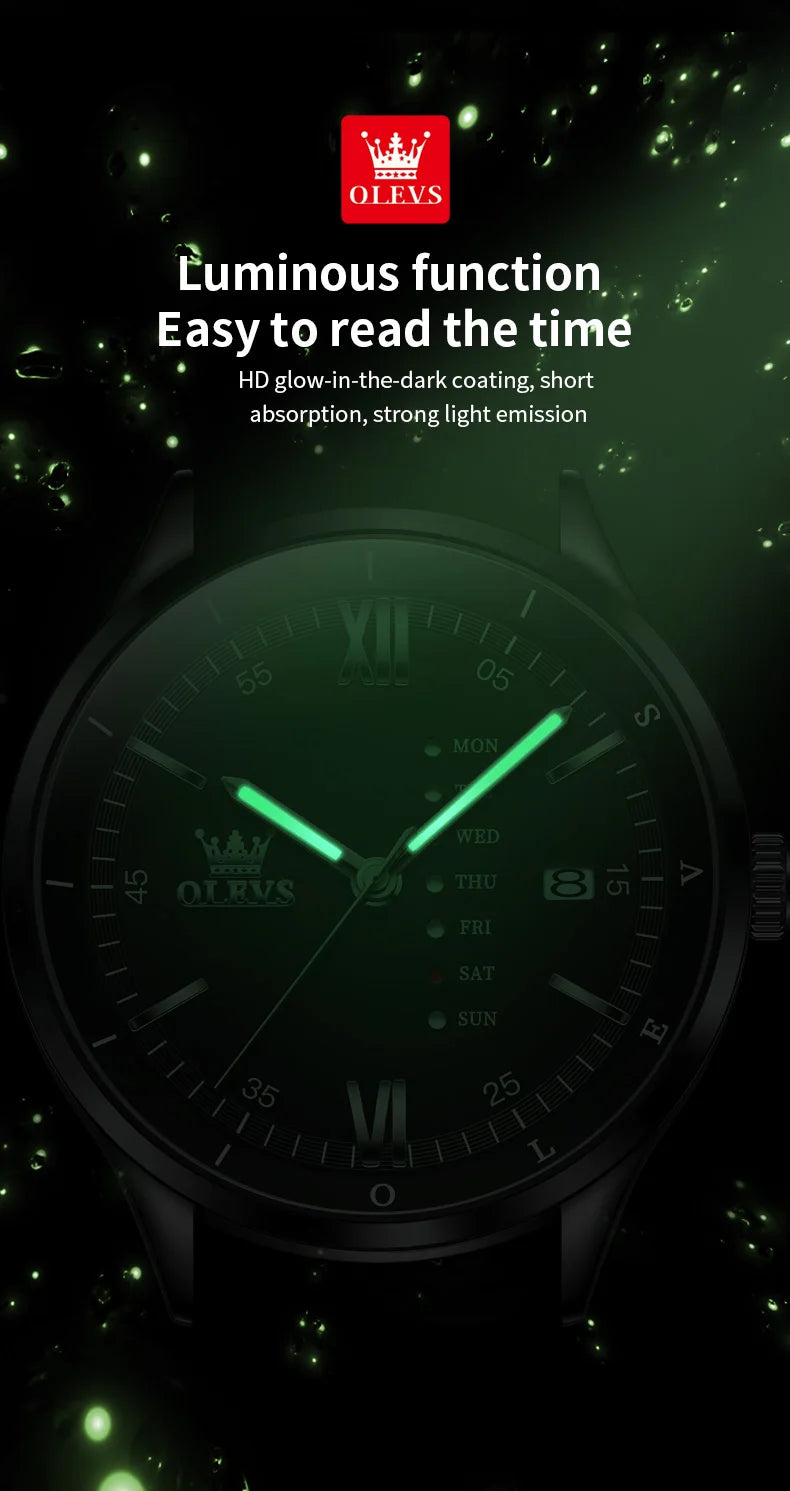New, Waterproof Luminous, Automatic Date, Quartz Wristwatch For Men, By OLEVS