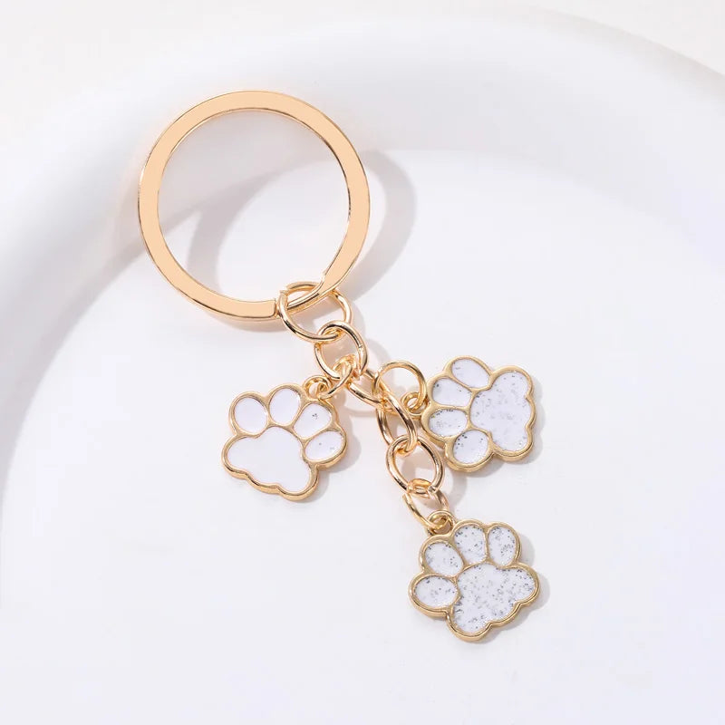 Cute, Enamel Dog Paw Footprints Keychain, Great Gift For Dog Lovers