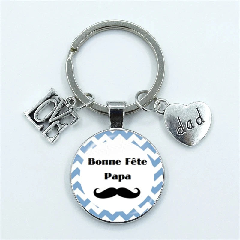 I Love Super Dad, Glass Dome Cabochon, Key Ring Keychain