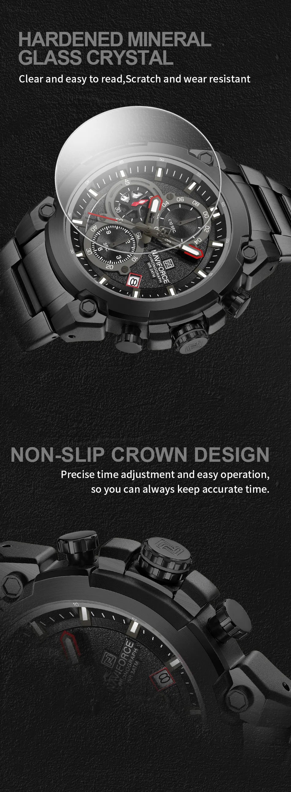 Fashion, Sports, Chronograph, Waterproof, Calendar Display, Military Quartz Male Watch, By NAVIFORCE