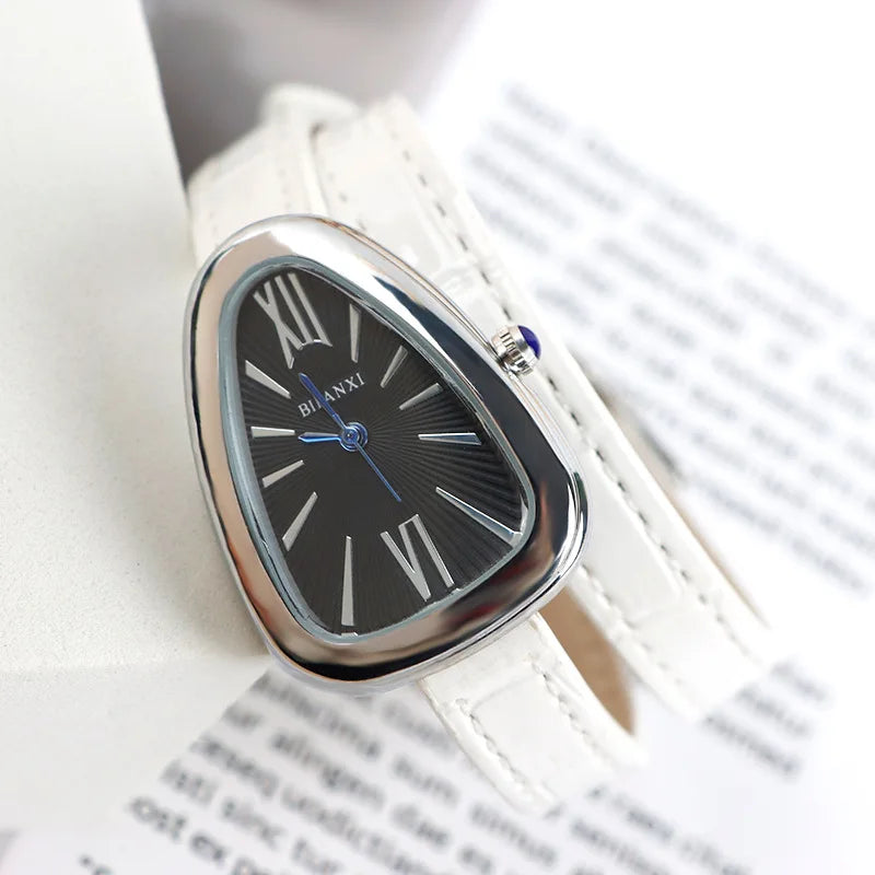 New!!! Top Fashion, Designer, Quartz Snake Shape Leather Strap Watch