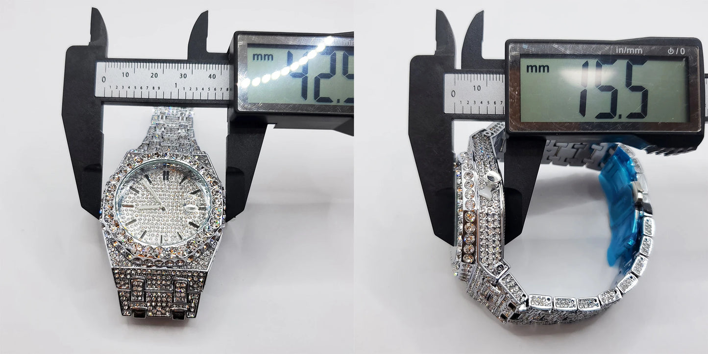 Octagonal Case Luxury Cubic Zirconia Men's Watch, By UNIGUET