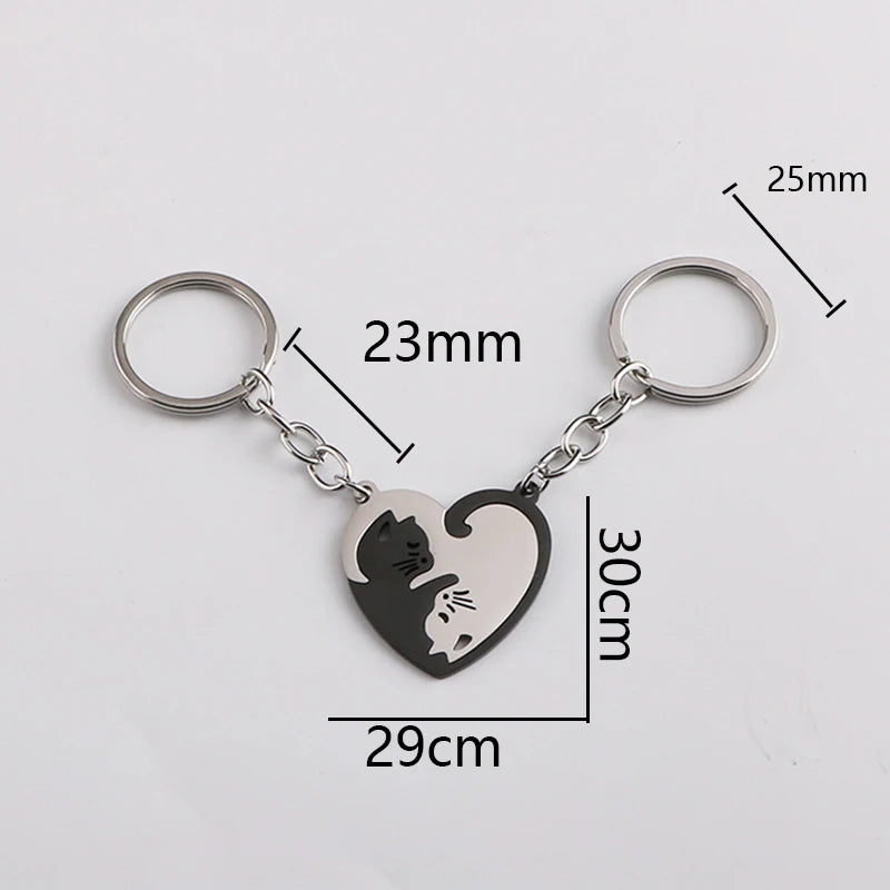 Yin and Yang Cat Pendant Keychain