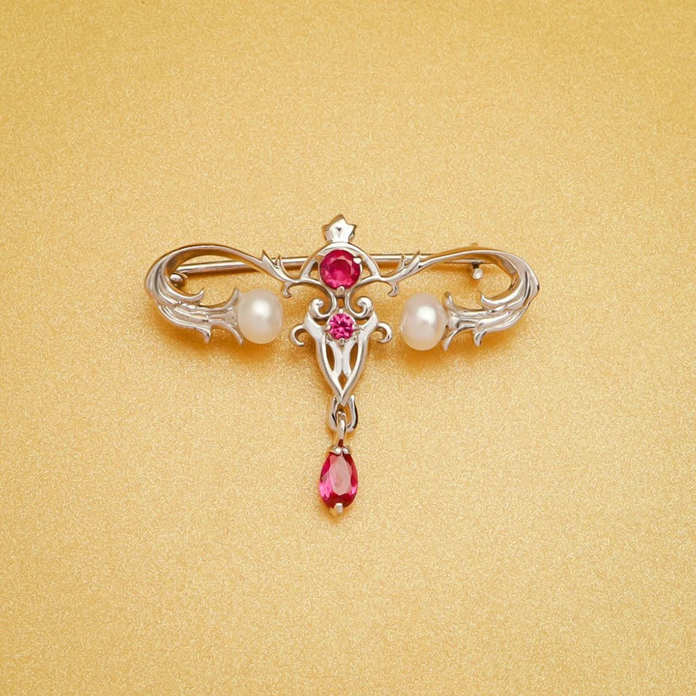 HANRESHE, Woman's Luxury Medical Womb, Inlaid Crystal Pearl Lapel Pin Gift For Gynecologic Professional