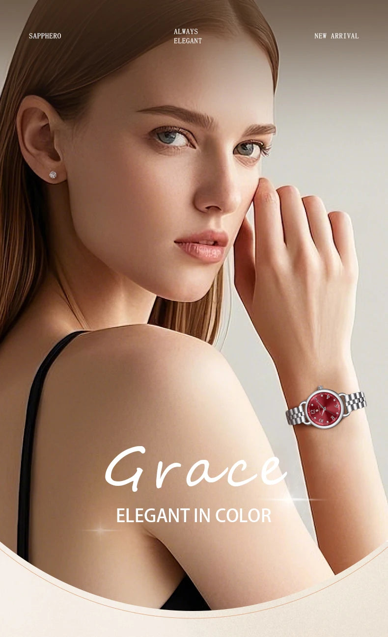 SAPPHERO’S, Women's Fashion, Versatile, Stainless Steel, Fashion versatile, Light luxury, Ultra-Thin Watch