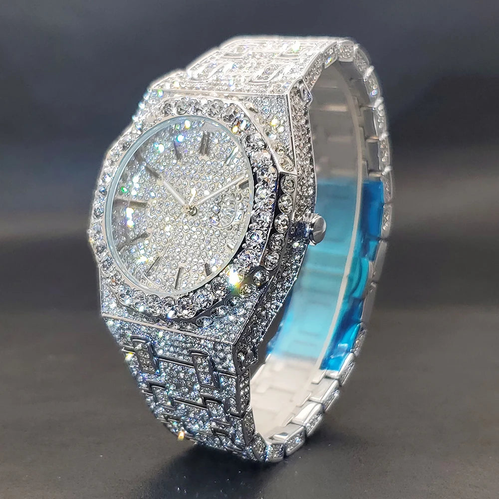 Octagonal Case Luxury Cubic Zirconia Men's Watch, By UNIGUET