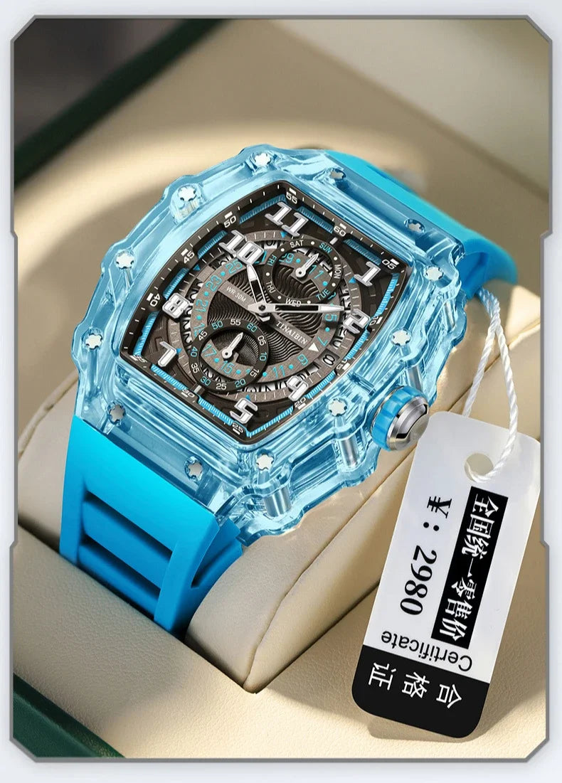 Unique, Blue, Fashion, Men's Waterproof, Outdoor, Sports, Military Watch For Men,