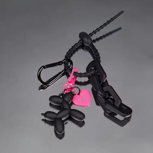 Cute, Cartoon Black Balloon Dog Keychain for Girls