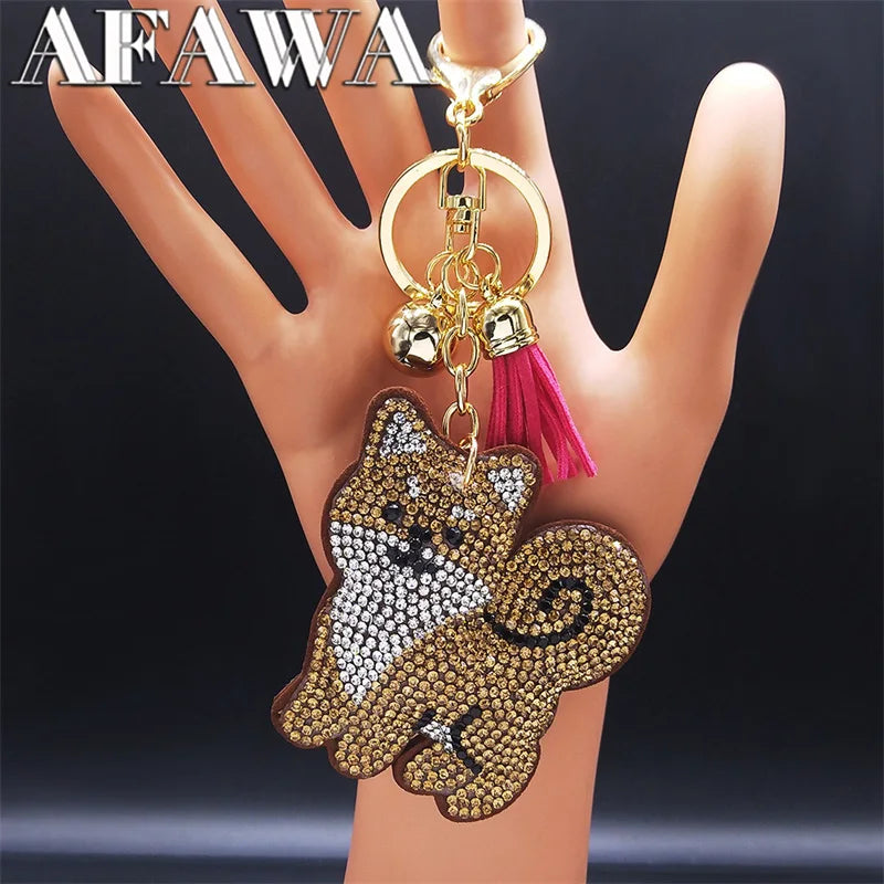 High Fashion, Chihuahua Dog Crystal Keychain Bag, by, Mujer