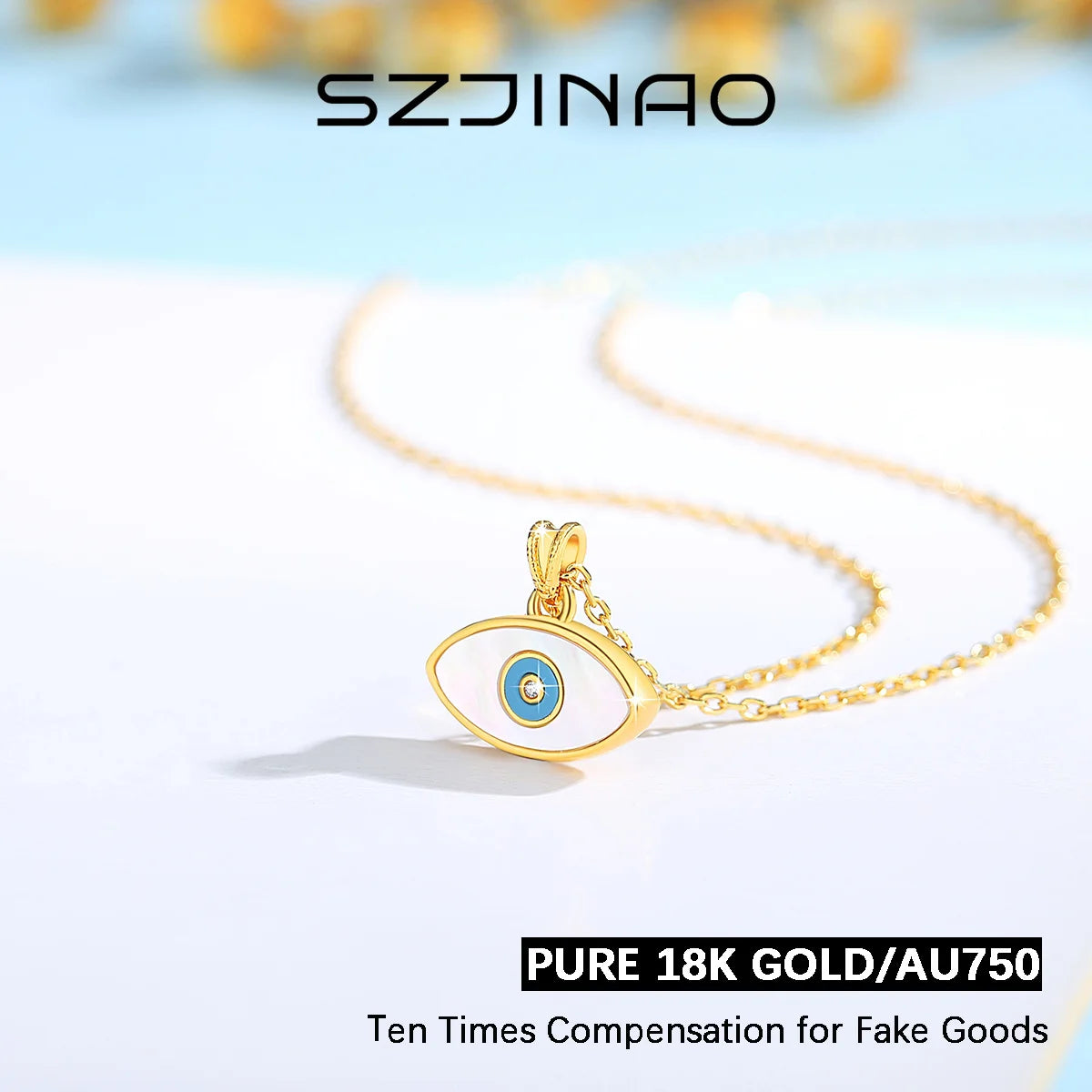 Niche Design, 18K Genuine Gold, Natural White Shell Necklace for Women... Anniversary Valentine's Day Gift Trendy Jewelry
