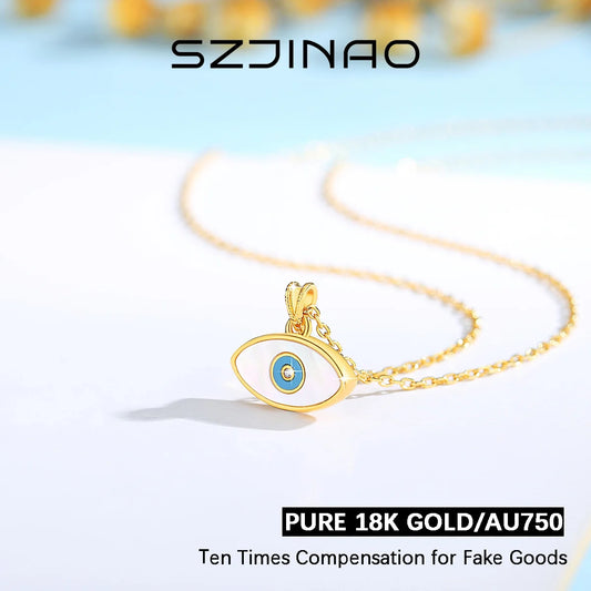 Niche Design, 18K Genuine Gold, Natural White Shell Necklace for Women... Anniversary Valentine's Day Gift Trendy Jewelry