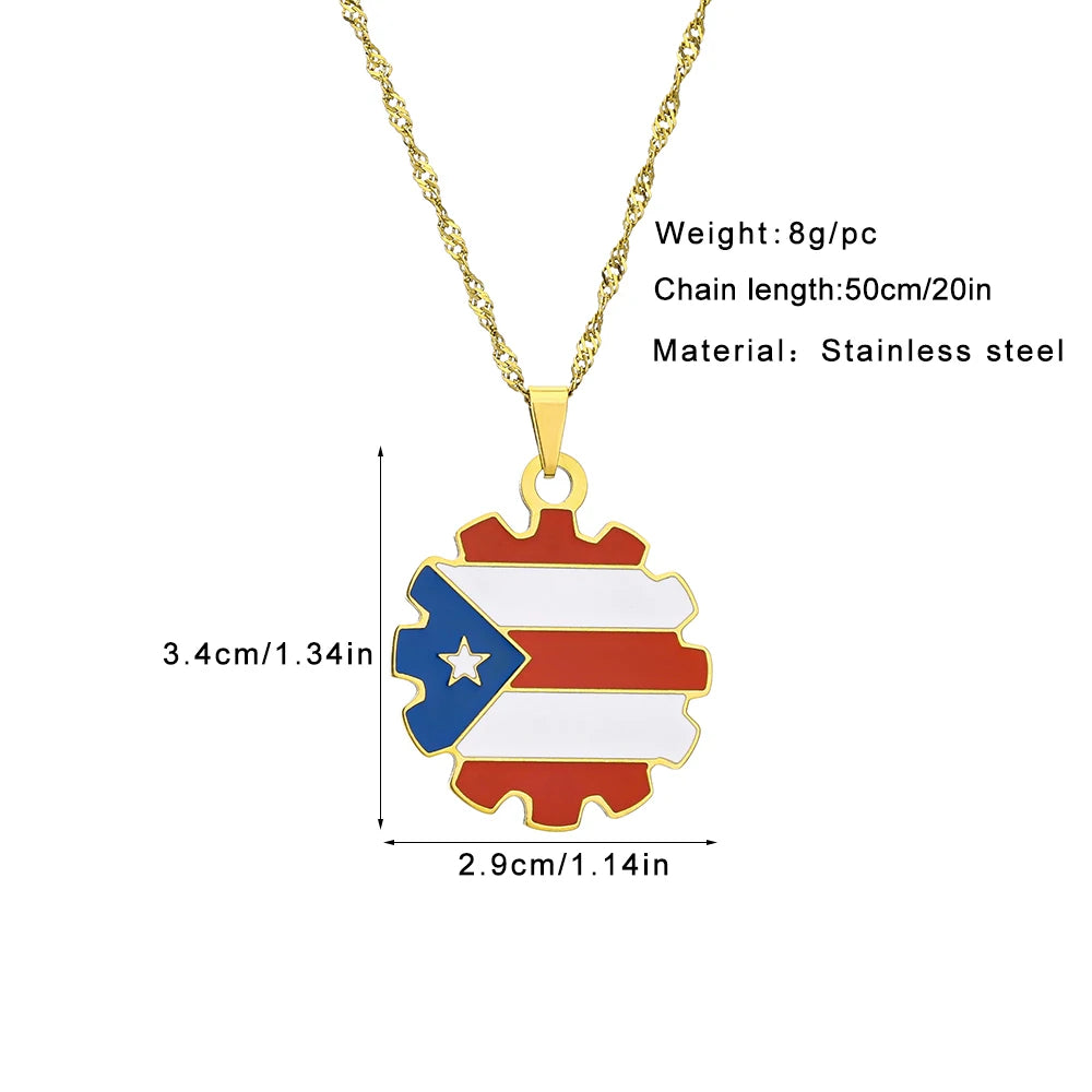 Wear Puerto to celebrate The Big Game 2026 and Bad Bunny in style — show your Puerto Rican pride with this beautiful flag necklace. Lightweight, durable, and polished for that beautiful shine, it’s the perfect game day souvenir, by SONYA