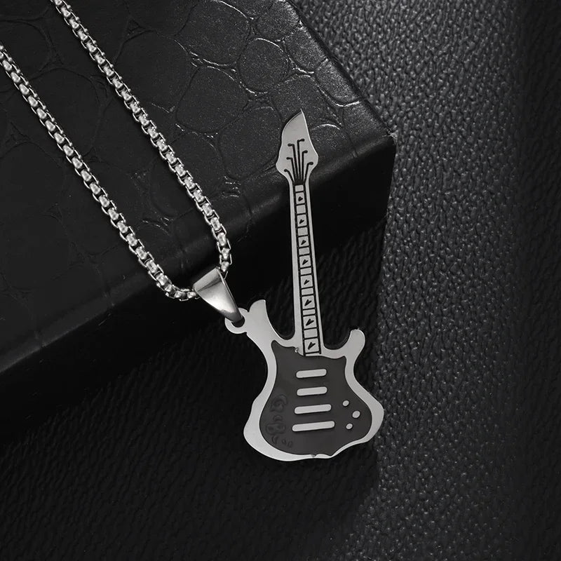 Stainless Steel, Electric Guitar Pick Necklace for Men and Women…Jewelry For Music Lovers