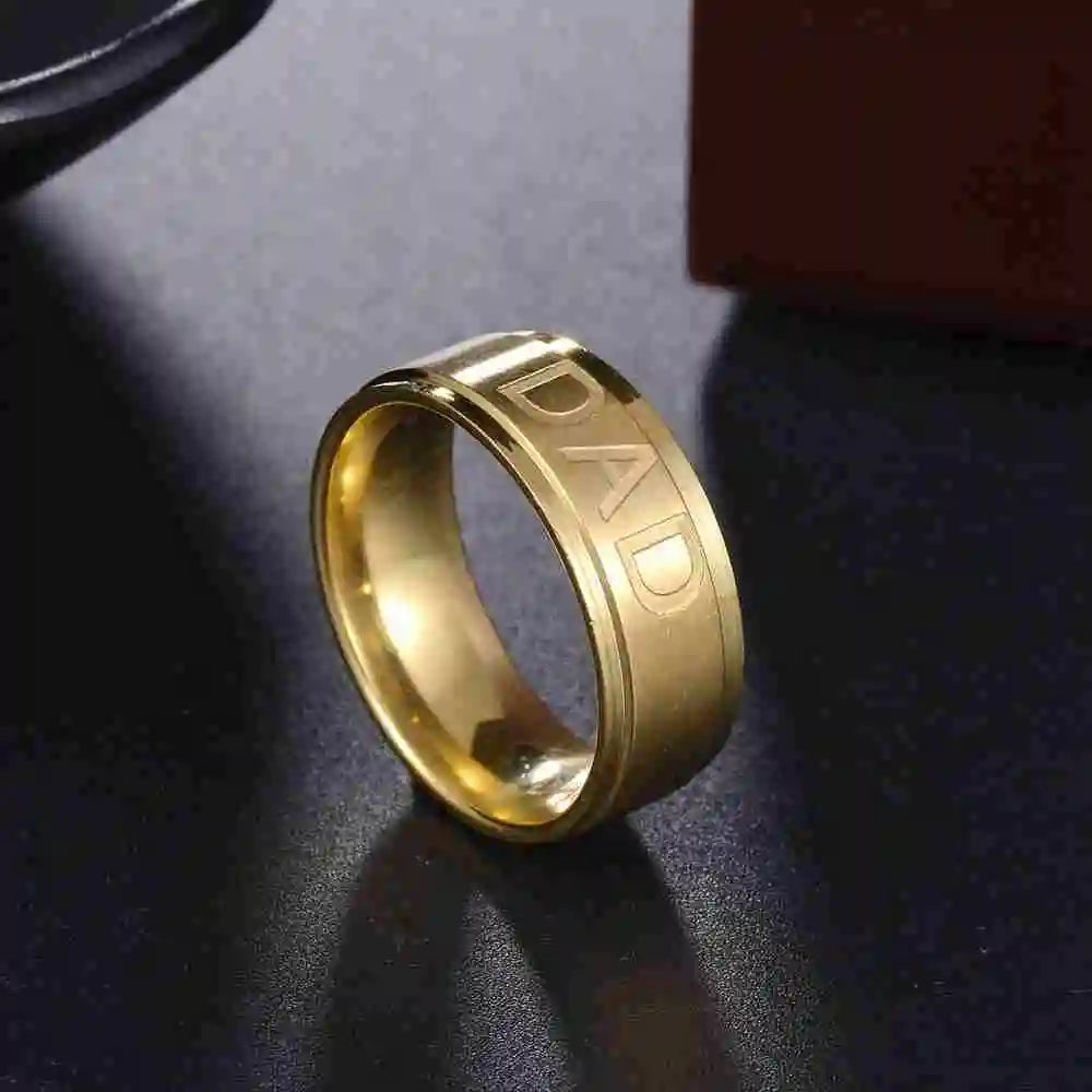 New Fashion, "LOVE YOU DAD” Stainless Steel Engraved Dad Ring, Great Father's Day Gift