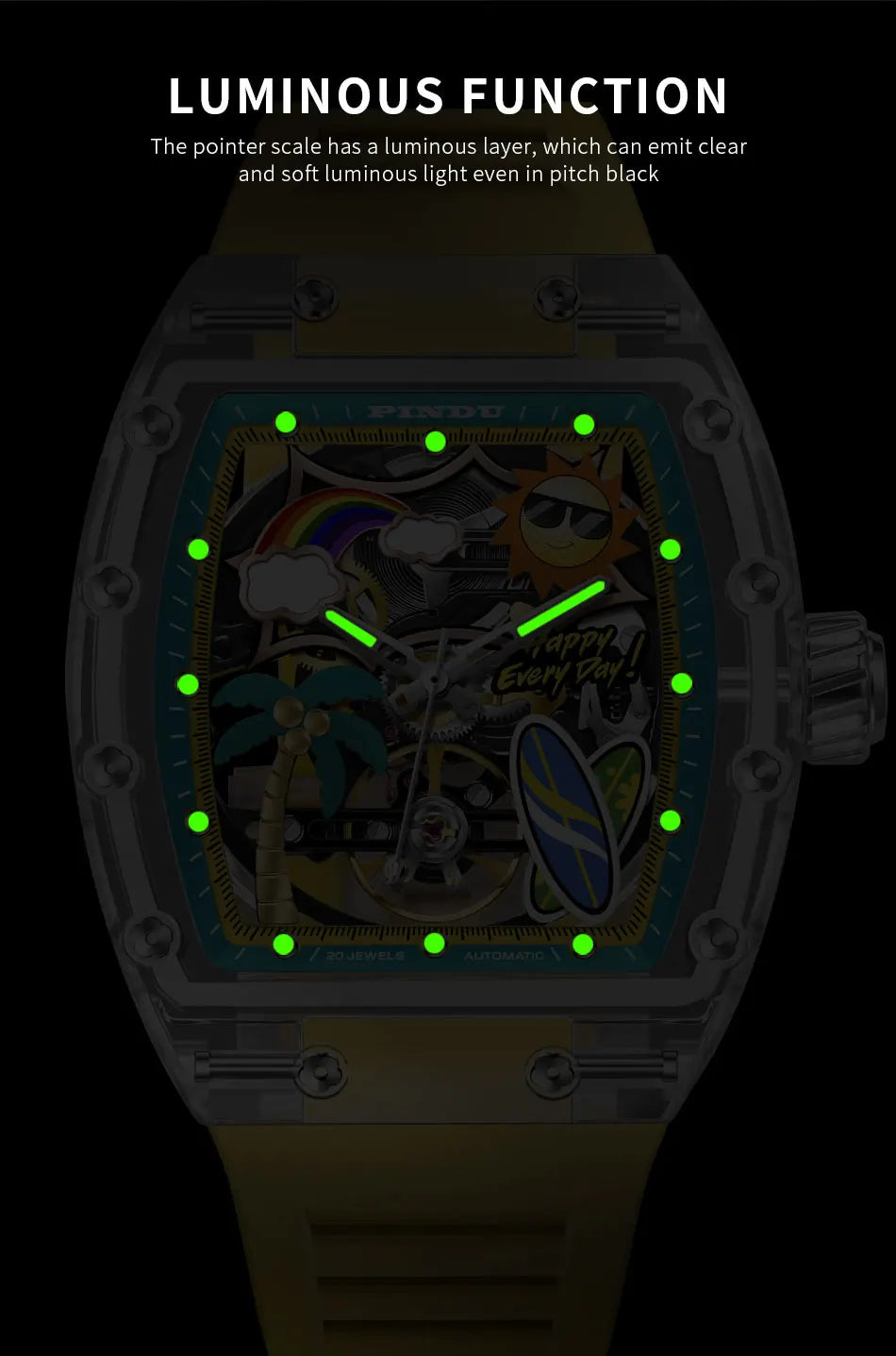 New PINDU Watch… Summer Beach Glowing, Waterproof Fashion