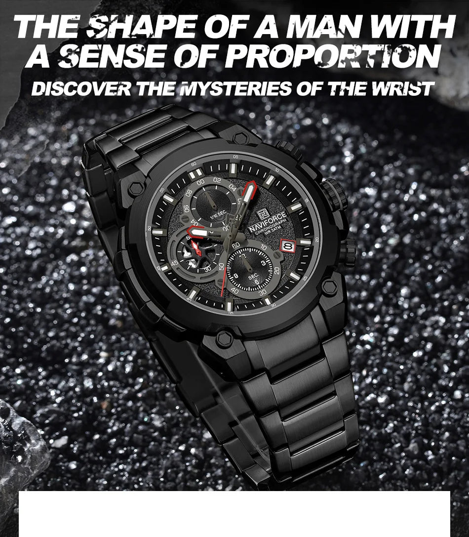 Fashion, Sports, Chronograph, Waterproof, Calendar Display, Military Quartz Male Watch, By NAVIFORCE