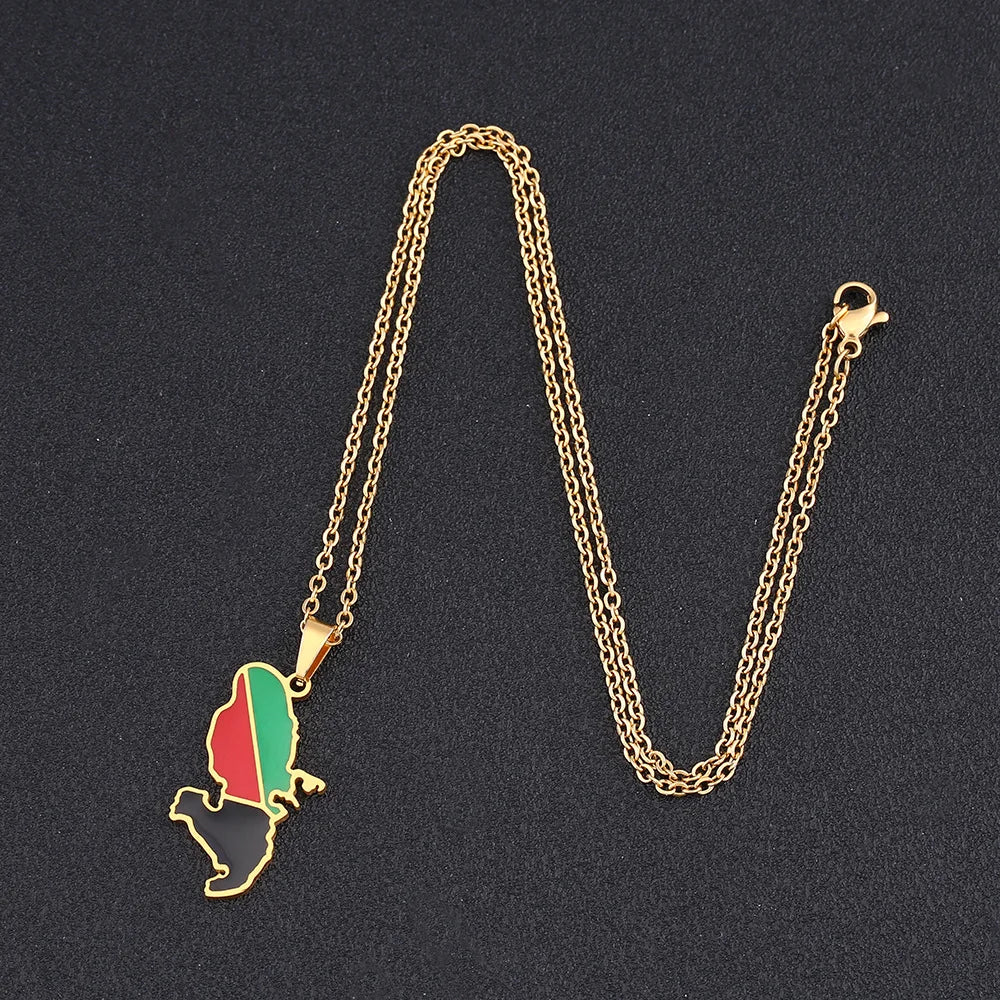 European and American Stainless Steel, French Martinique, Drop Oil Map Pendant Necklace, Designed By ZMZMKM