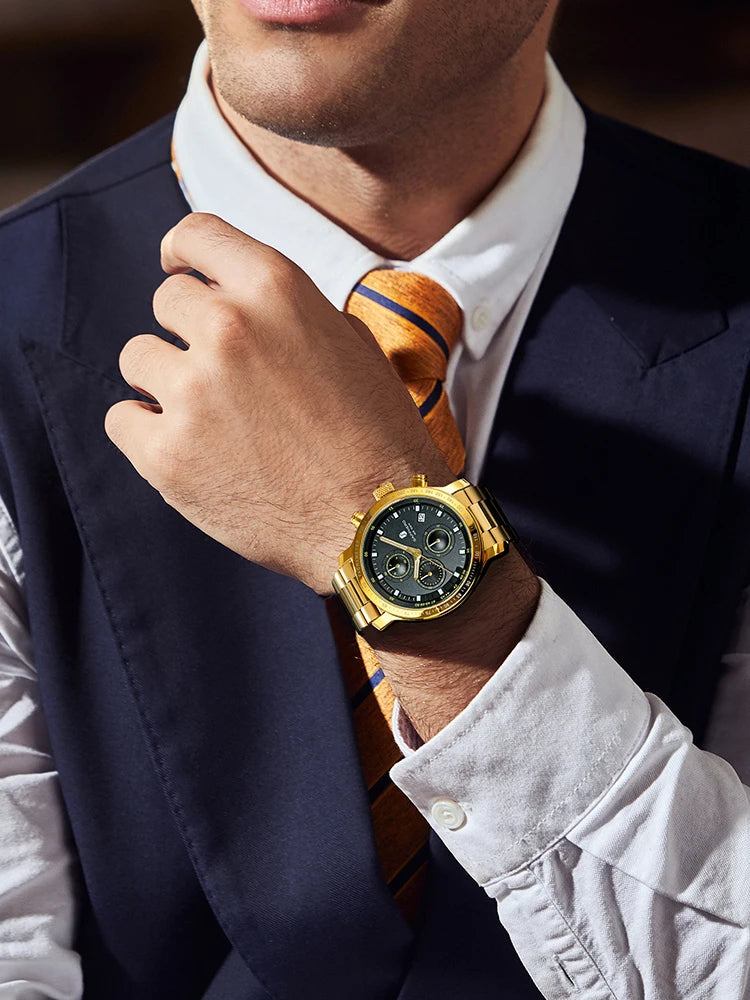 SAPPHERO, Luxury Brands, Gold Plated Stainless Steel, Men’s, Elegant, Waterproof, Quartz Watch…Perfect For That First Date