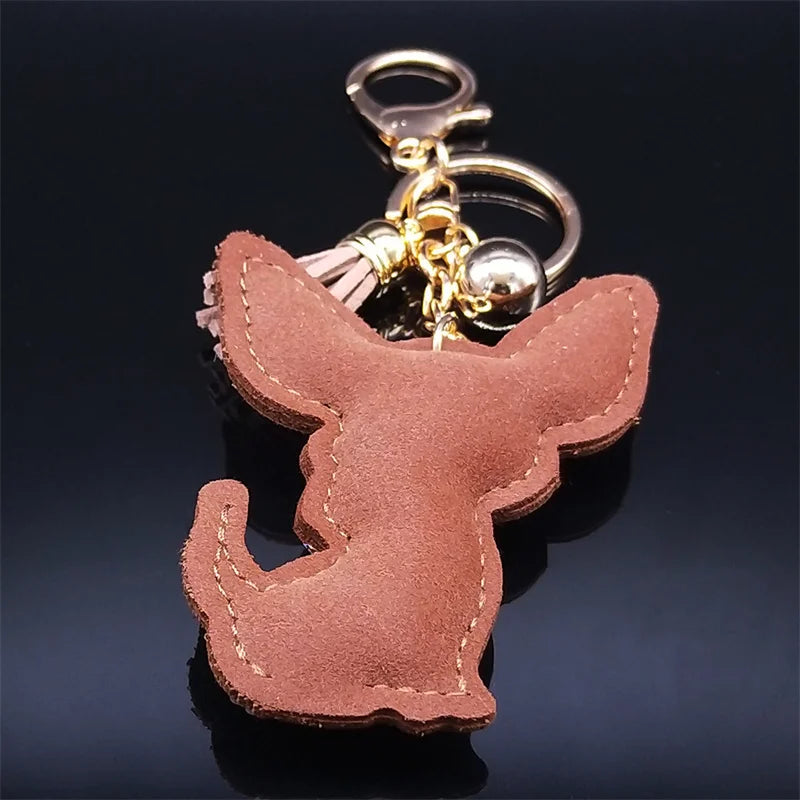 High Fashion, Chihuahua Dog Crystal Keychain Bag, by, Mujer