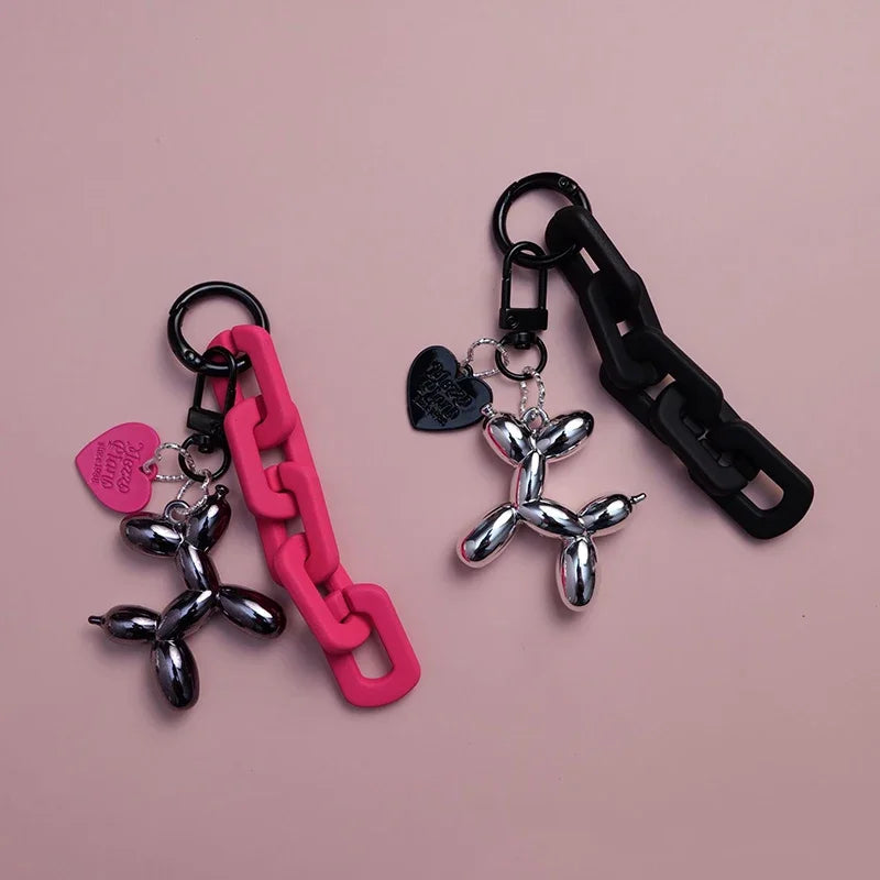 Cute, Cartoon Black Balloon Dog Keychain for Girls