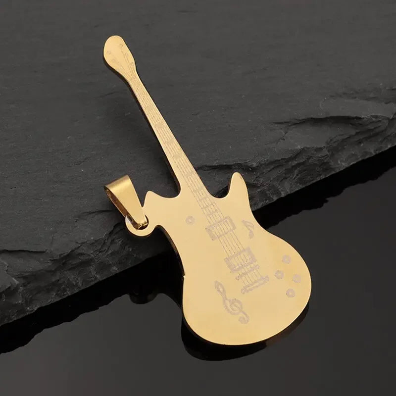 Stainless Steel, Electric Guitar Pick Necklace for Men and Women…Jewelry For Music Lovers
