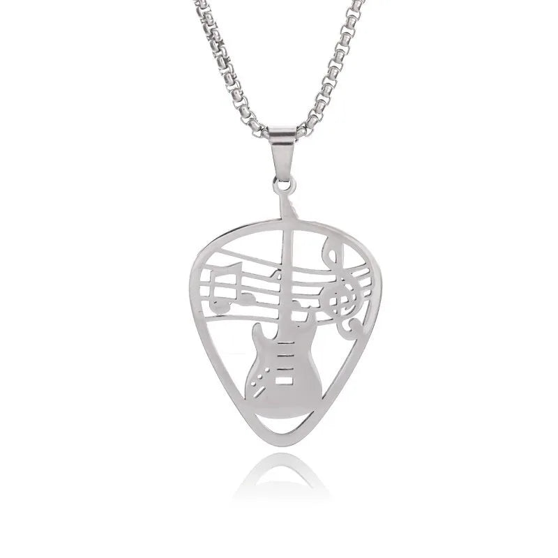 Stainless Steel, Electric Guitar Pick Necklace for Men and Women…Jewelry For Music Lovers