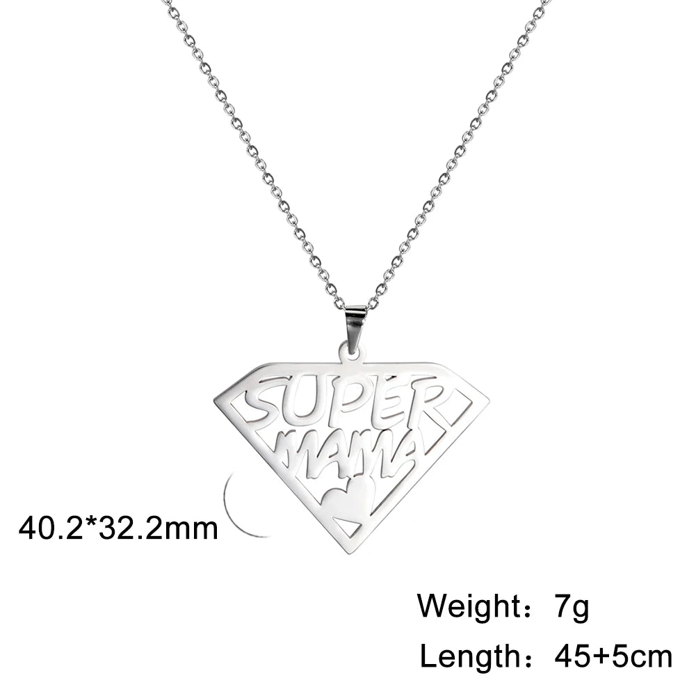 Cazador'S, "Super Papa/Mama", Stainless Steel Pendant Necklace for Men & Woman