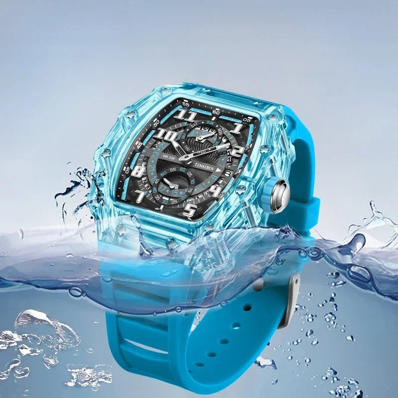 Unique, Blue, Fashion, Men's Waterproof, Outdoor, Sports, Military Watch For Men,