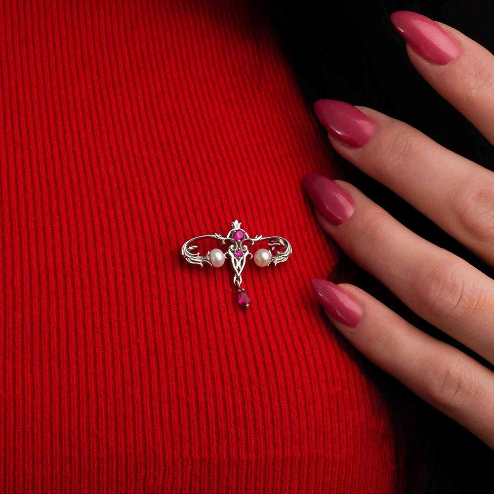 HANRESHE, Woman's Luxury Medical Womb, Inlaid Crystal Pearl Lapel Pin Gift For Gynecologic Professional