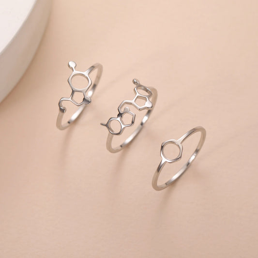 Attractive, Stainless Steel Chemical Molecule Ring, by Skyrim