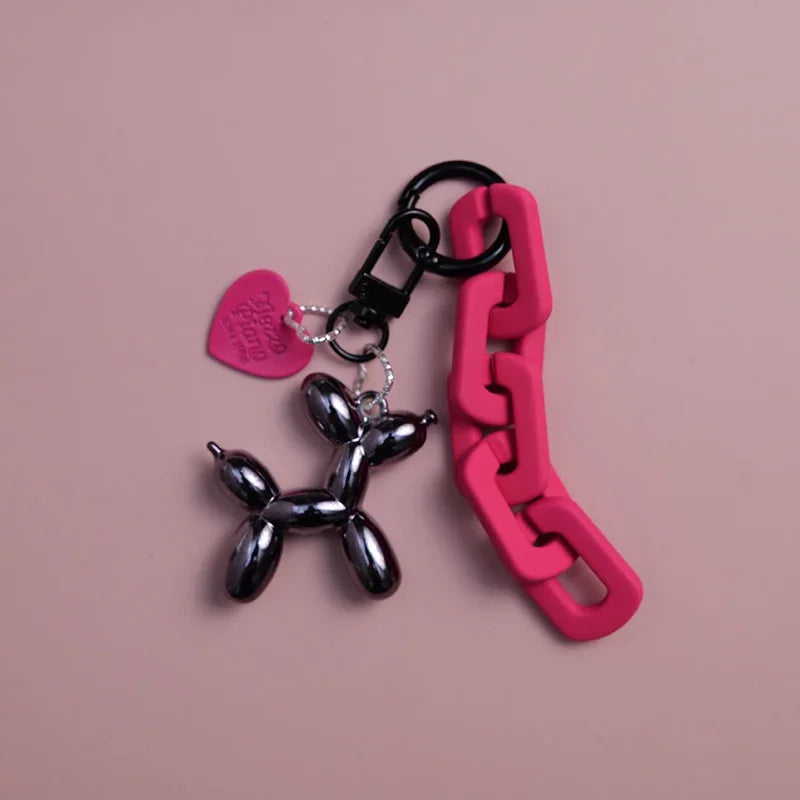 Cute, Cartoon Black Balloon Dog Keychain for Girls