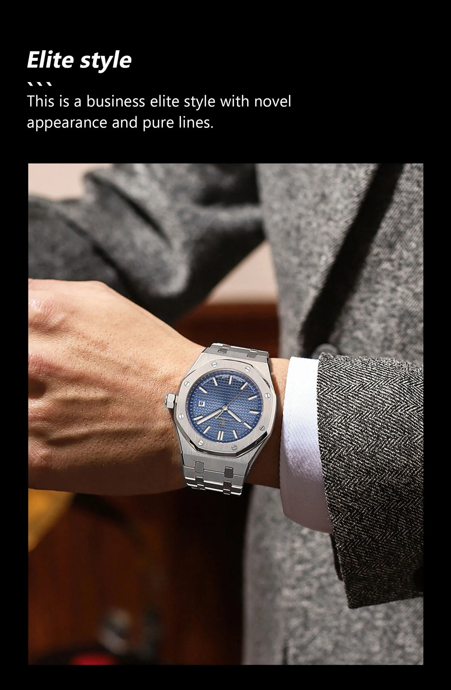 NEW!!! Fine Steel, Original Quartz, Luminous Date, Waterproof, Fashionable Classic Wristwatch, By POEDAGAR