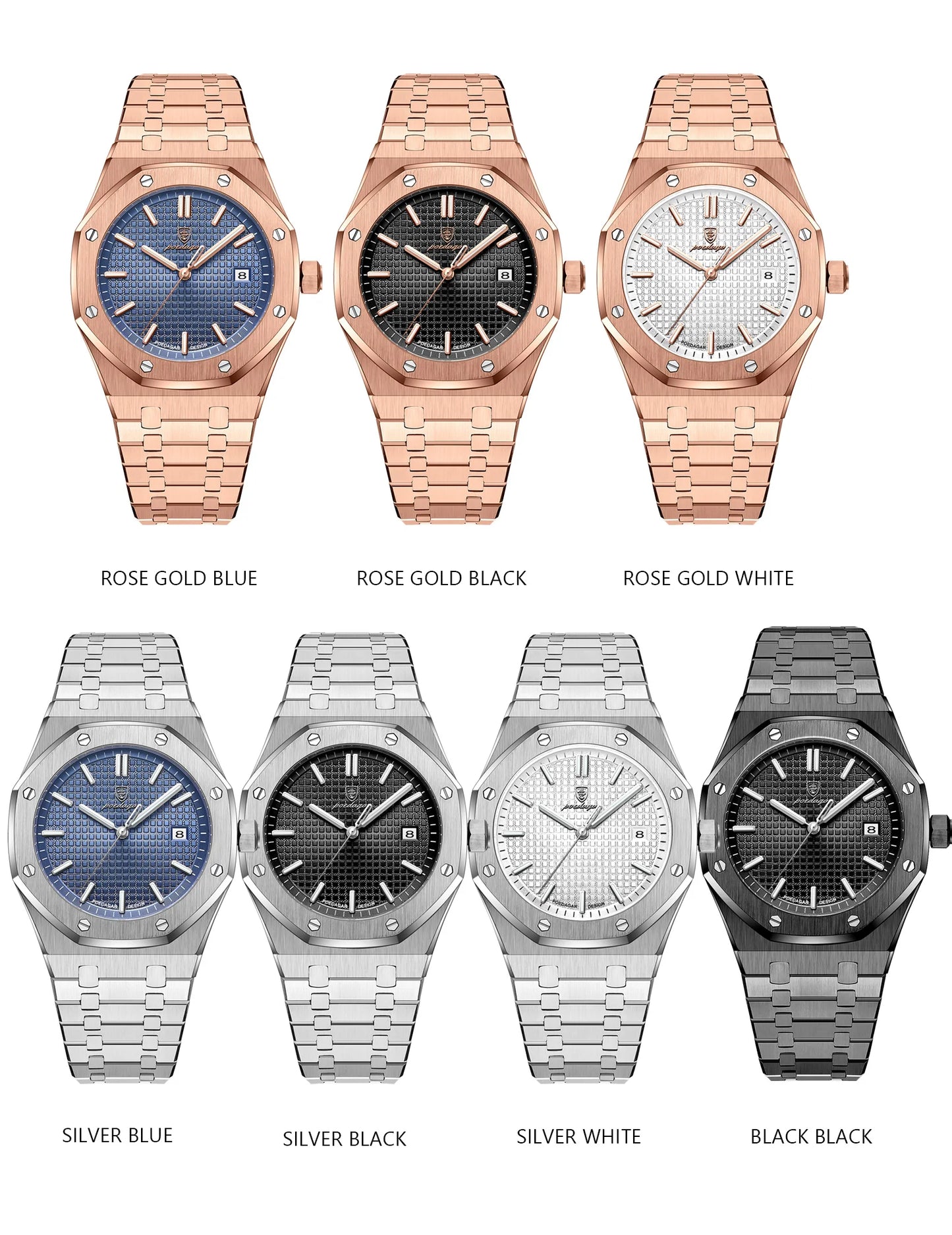 NEW!!! Fine Steel, Original Quartz, Luminous Date, Waterproof, Fashionable Classic Wristwatch, By POEDAGAR