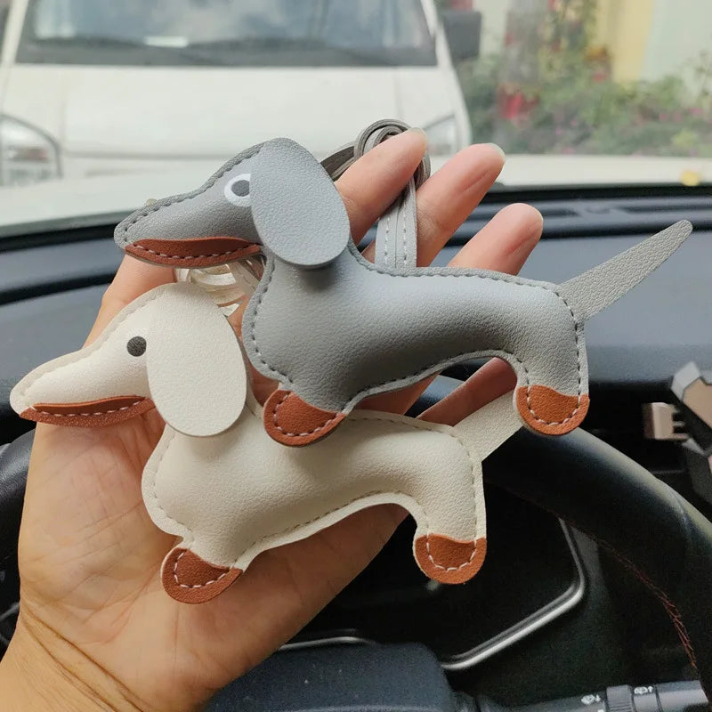 Dachshund Dog Leather Keychain