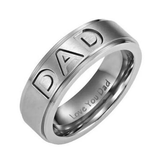 New Fashion, "LOVE YOU DAD” Stainless Steel  Engraved Dad Ring, Great Father's Day Gift