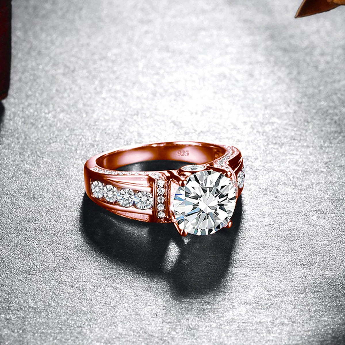 Genuine, S925 Sterling Silver Moissanite Ring, 2ct Rose Gold Plated. A Perfect Gift For Precious People. Certificate Of Authenticity Included.
